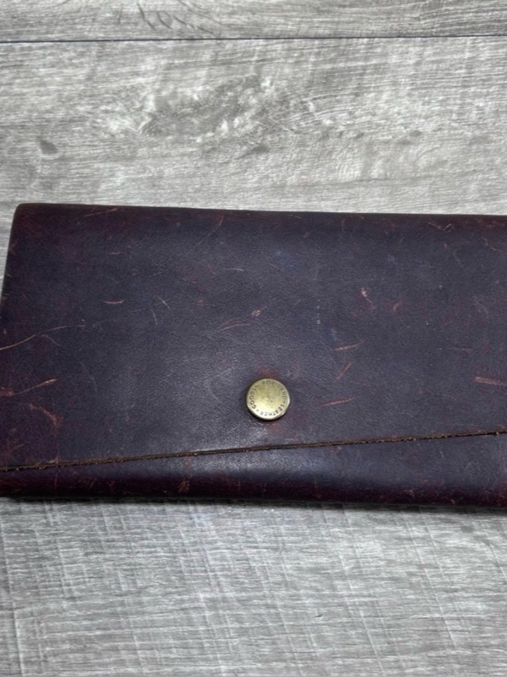 Portland Brown Leather Goods Rancher Long Tri Fold Wallet Clutch Bag Purse